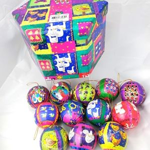 Vintage Paper Mache 12 Days of Christmas Ornaments
